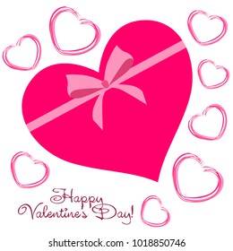 Greeting card with St. Valentine's Day. Hearts from the lines. Abstract vector background.