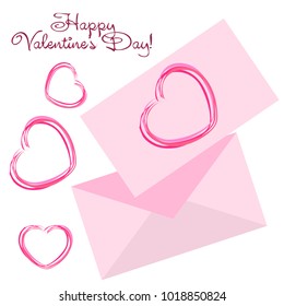 Greeting card with St. Valentine's Day. Hearts from the lines. Abstract vector background.