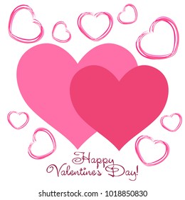 Greeting card with St. Valentine's Day. Hearts from the lines. Abstract vector background.