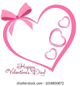Greeting card with St. Valentine's Day. Hearts from the lines. Abstract vector background.