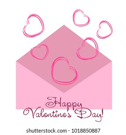 Greeting card with St. Valentine's Day. Hearts from the lines. Abstract vector background.