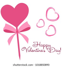Greeting card with St. Valentine's Day. Hearts from the lines. Abstract vector background.