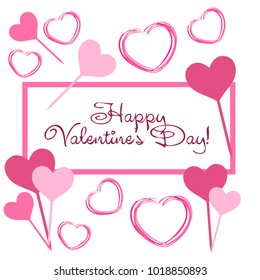 Greeting card with St. Valentine's Day. Hearts from the lines. Abstract vector background.