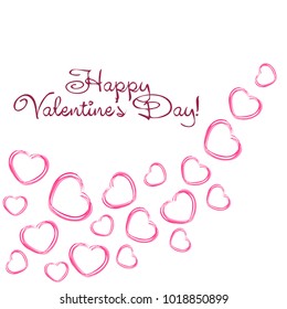 Greeting card with St. Valentine's Day. Hearts from the lines. Abstract vector background.