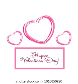 Greeting card with St. Valentine's Day. Hearts from the lines. Abstract vector background.
