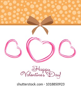 Greeting card with St. Valentine's Day. Hearts from the lines. Abstract vector background.