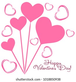 Greeting card with St. Valentine's Day. Hearts from the lines. Abstract vector background.