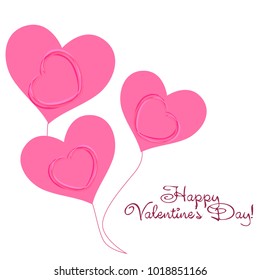 Greeting card with St. Valentine's Day. Hearts from the lines. Abstract vector background.