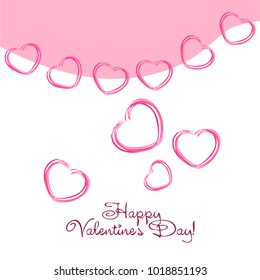 Greeting card with St. Valentine's Day. Hearts from the lines. Abstract vector background.