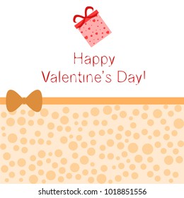 Greeting card with St. Valentine's Day. Gift box with a print of red hearts. Abstract vector background.