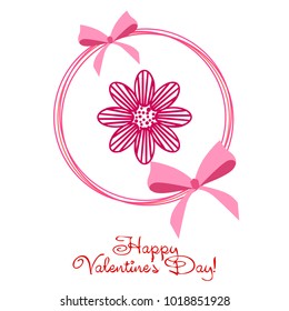 Greeting card with St. Valentine's Day. Flowers from the lines. Abstract vector background.