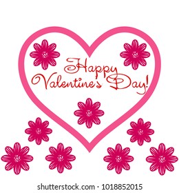 Greeting card with St. Valentine's Day. Flowers from the lines. Abstract vector background.