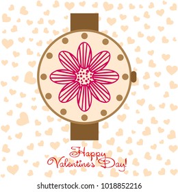 Greeting card with St. Valentine's Day. Flowers from the lines. Abstract vector background.