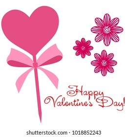 Greeting card with St. Valentine's Day. Flowers from the lines. Abstract vector background.