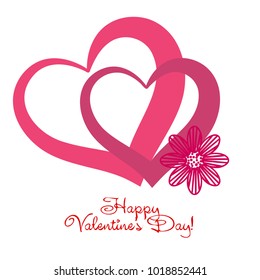 Greeting card with St. Valentine's Day. Flowers from the lines. Abstract vector background.