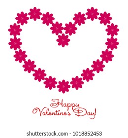 Greeting card with St. Valentine's Day. Flowers from the lines. Abstract vector background.