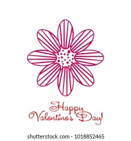Greeting card with St. Valentine's Day. Flowers from the lines. Abstract vector background.