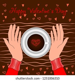 Greeting card with St. Valentine's day with coffee