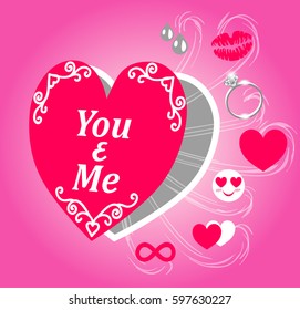 Greeting card with St. Valentine's Day with elements.