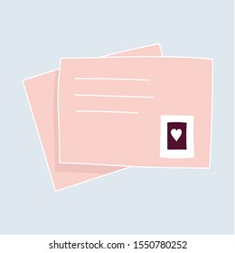 
Greeting card with stamps. Valentine's Day. Vector romantic illustration.