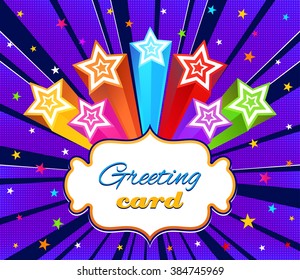 Greeting card with Stars. Holiday abstract vector background with place for text