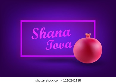 A greeting card with stylish lettering Rosh Hashanah, Shana tova. Vector illustration EPS10