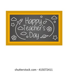 Greeting card of a stylish text for Happy Teacher's Day. Vector illustration.