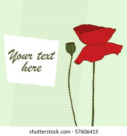 Greeting card with stylized red poppies