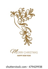 Greeting card of a stylized rooster symbol of 2017 new year