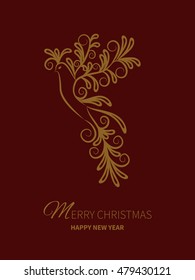 Greeting card of a stylized rooster symbol of 2017 new year