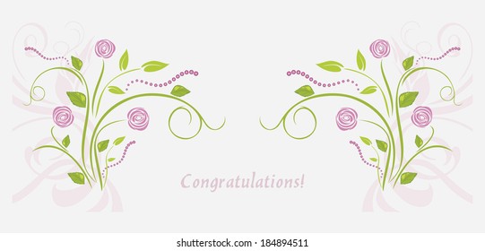 Greeting card with stylized roses. Vector