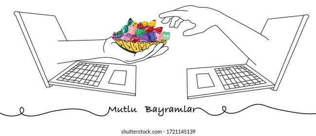 greeting card for Sugar Feast celebrated in Turkey in the end of Ramadan with greeting Have a Happy Sugar Feast.vector