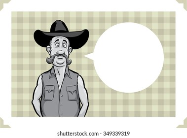 Greeting card with surprised cowboy - add your custom text