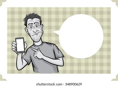 Greeting card with surprised smartphone user - just add your text