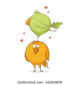 greeting card with sweet love birds, emotions