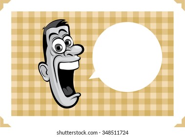 Greeting card with talking man face - place your custom text