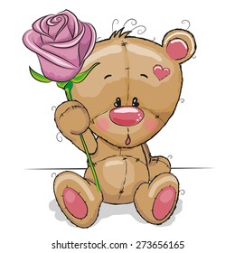 Greeting card Teddy Bear with flower 