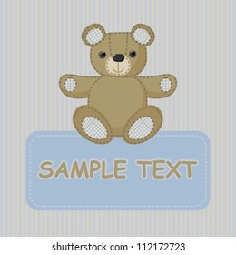 greeting card with teddy bear, vector illustration