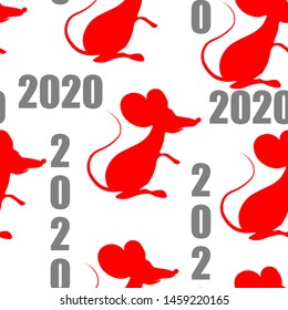 Greeting card template with 2020 year rat seamless for concept design