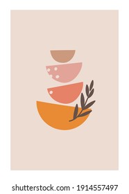 Greeting Card template with abstract shapes. Boho style. Vector illustration.