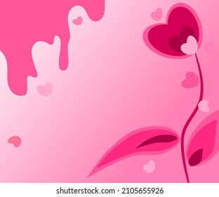 Diseño de fondo de la plantilla de tarjetas de felicitación, afiche del día de San Valentín. Ilustración vectorial. papel pintado rosa con flores en forma de corazón.