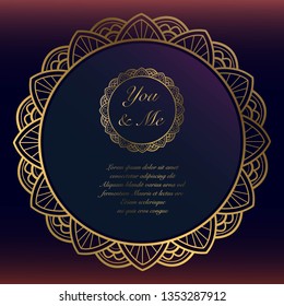 Greeting card template with circular mandala ornaments