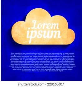 greeting card template with a cloud in the night sky on watercolor background
