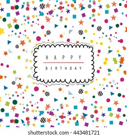 greeting card template. colorful confetti  on white background with a place for text