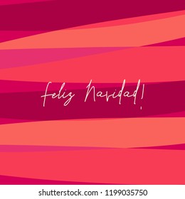 Greeting card template with colorful striped design and text "Feliz Navidad" (Spanish for "Merry Christmas). Modern and creative square postcard, social media post, blogging, poster design.