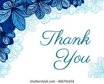 Greeting card template with cute blue flowers