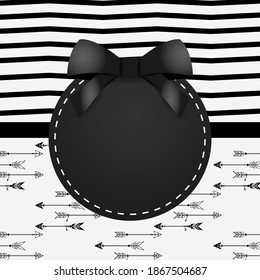 Greeting card template design with pattern arrows and strips