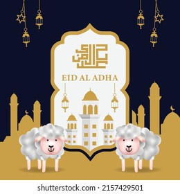 Greeting card template eid al adha design concept square composition