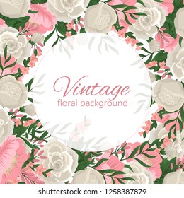 greeting card template with floral background