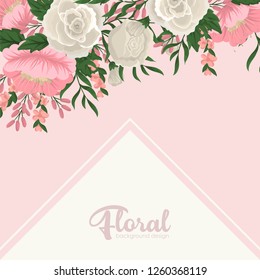 greeting card template with floral background